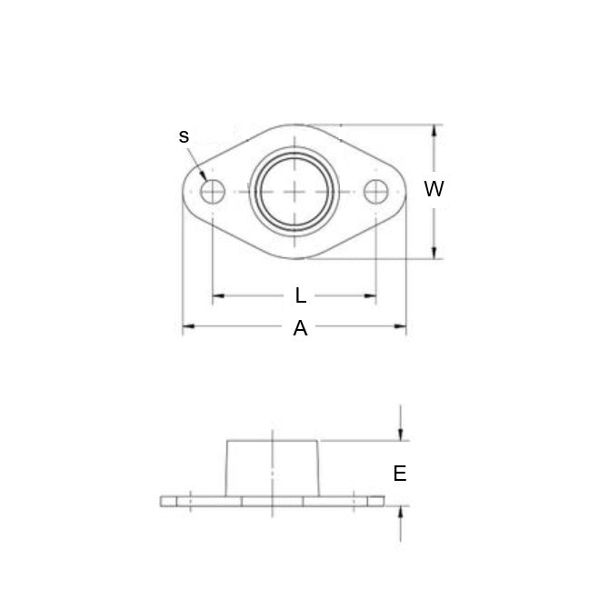 1073187 | BFM-250-NN --- Flanged 2 Bolt Housing Assembly - 6.35x53.34x16.67 mm Non Aligning - Steel