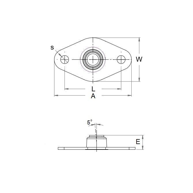 1057628 | BFM-187-N --- Flanged 2 Bolt Housing Assembly - 4.762x53.34x16.76 mm Self Aligning - Steel