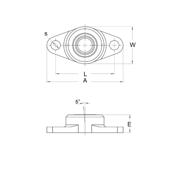 1067882 | HF1-6M-AF (2 Pcs) --- Flanged 2 Bolt Housing Assembly - 6x32x41.5 mm Self Aligning - Delrin ™ AF