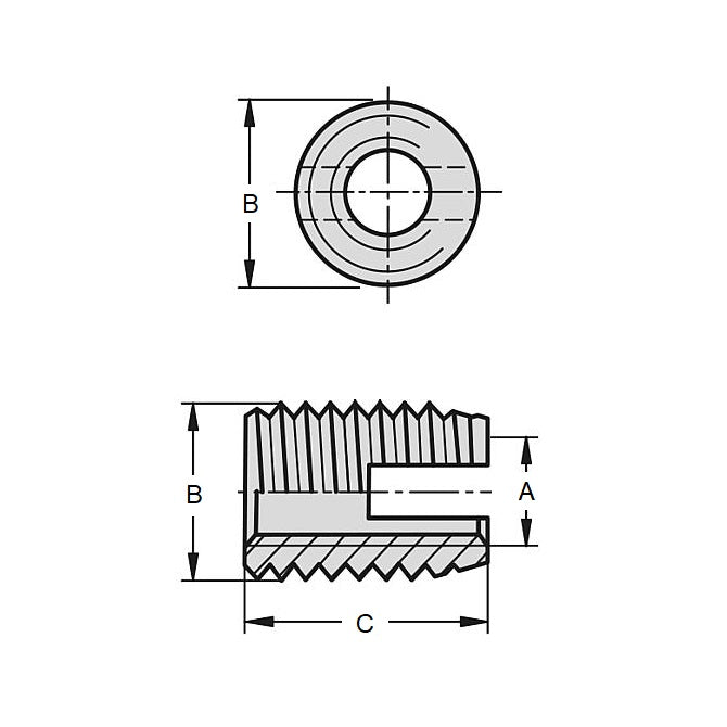 1054750 | IN-TP-042C-08-P-S3 --- Self Tapping Inserts - 8-32 UNC - 4.17mm - 5.79x8 mm For Plastics - Stainless Steel 303/304 Similar to A2, 18-8 HRB80 Insert