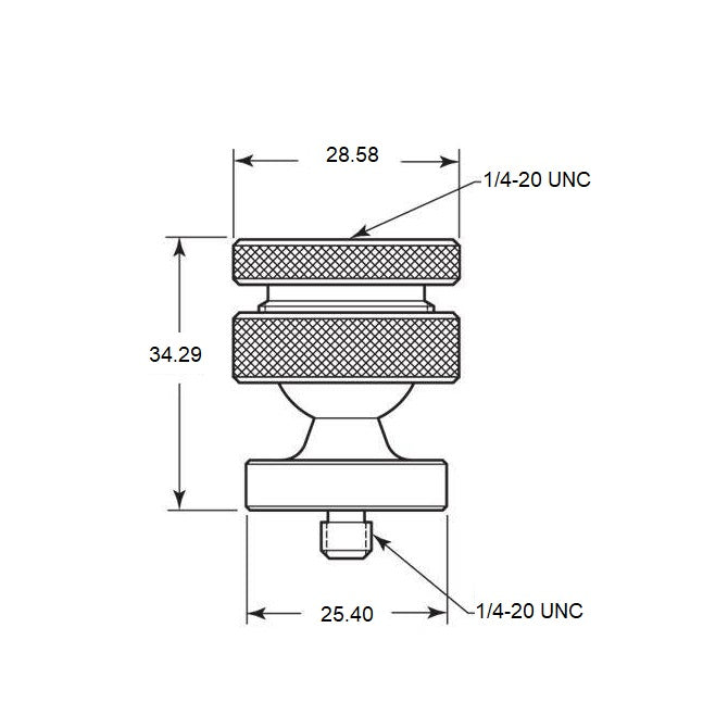 1069741 | CMM-14225RS --- Ball Positioner Joints - 1/4-20 UNC - 6.35mm - 1/4-20 UNC - 6.35mm - 28.58 mm