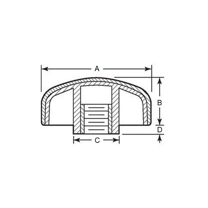 1102471 | KF127C-055-3L-SFT (100 Pcs) --- Lobe Knobs - 1/2-13 UNC - 12.7mm - 55.12x22.9 mm Three Lobe - Zinc Plated Brass Knob