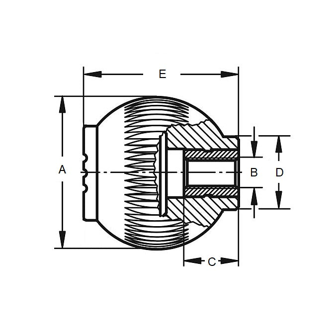 1086771 | KF095C-050-NG-SS (10 Pcs) --- Ball Knobs - 3/8-16 UNC - 9.53mm - 50.04x50 mm Female Threaded - Stainless Steel Knob