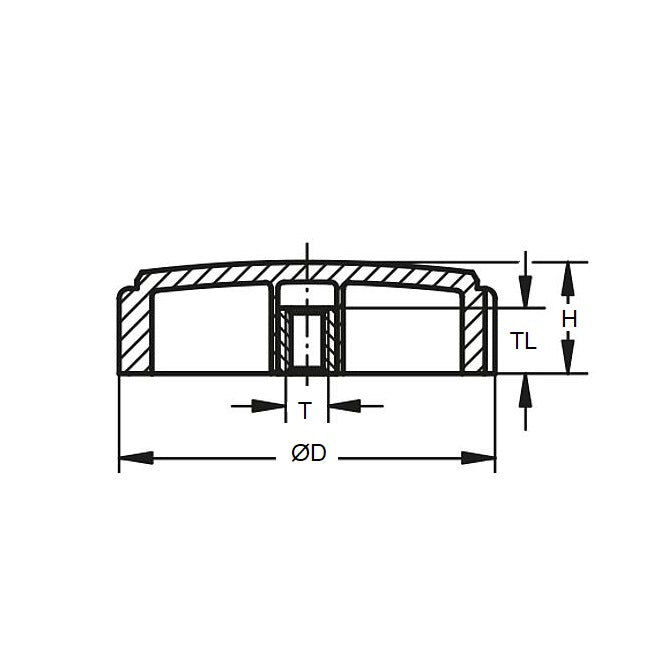 1081348 | KF080M-025-KN-PH --- Knurled Knobs - M8 - 8x1.25mm - 25x15 mm Female - Phenolic Knob