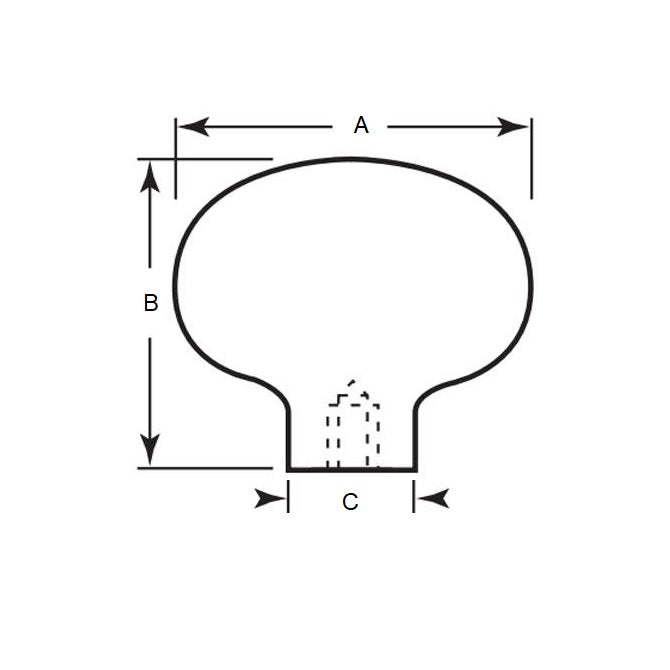 1086826 | KF095C-052-MRPH12 --- Mushroom Knobs - 3/8-16 UNC - 9.53mm - 51.6x38.1 mm Round - Phenolic Knob