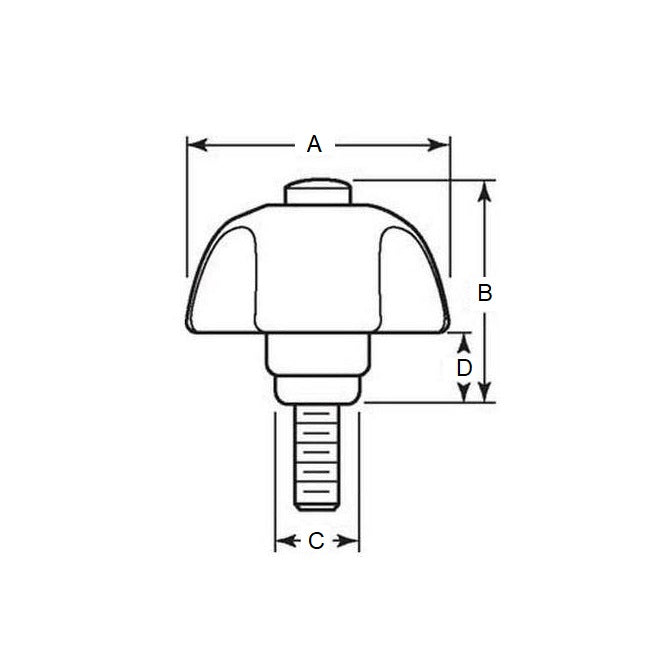 1073078 | KM064C-050-3L-SAF19 --- Lobe Knobs - 1/4-20 UNC - 6.35mm - 50.04x19.1 mm Three Lobe - Plastic with Insert Knob