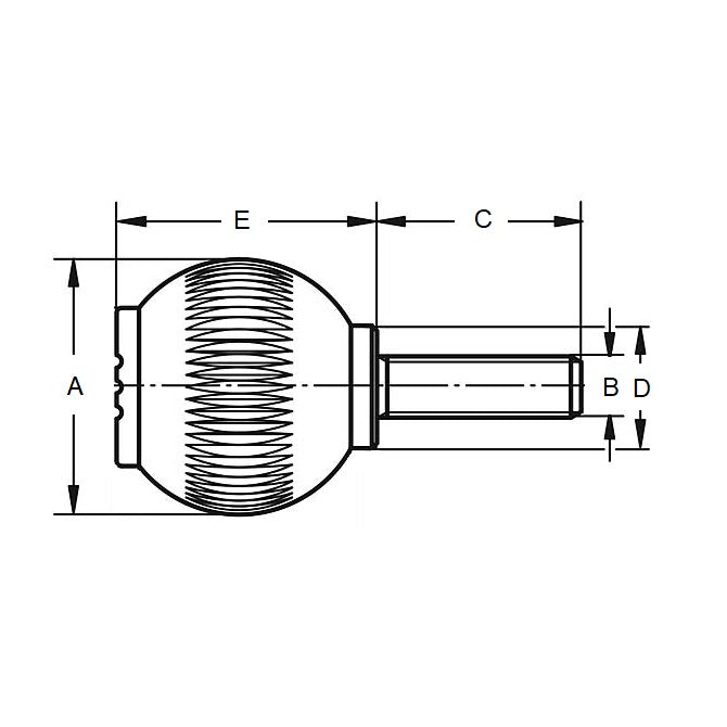 1086619 | KM095C-040-NG (10 Pcs) --- Ball Knobs - 3/8-16 UNC - 9.53mm - 39.88x20.1 mm Male Threaded - Steel Knob