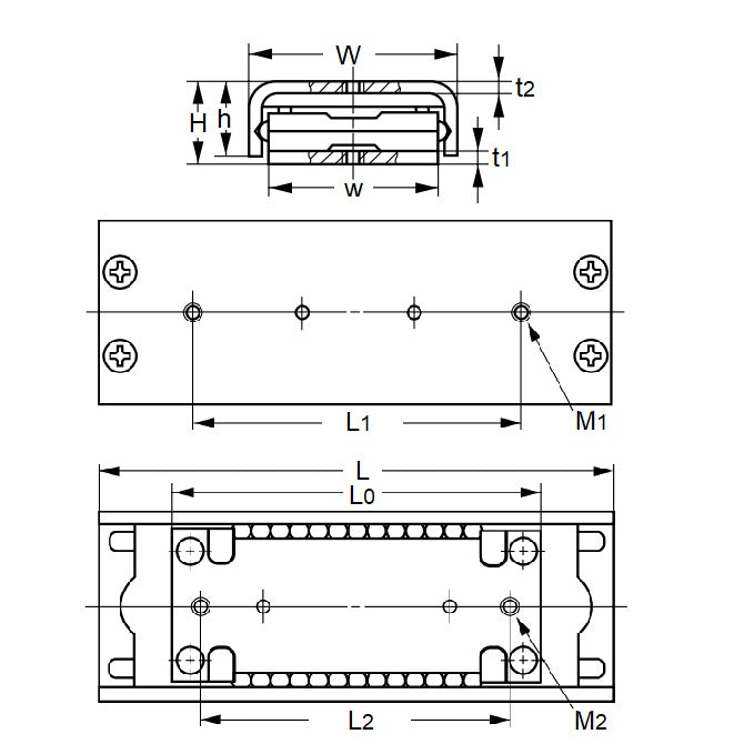 1106827 | BSR-1550SL (2 Pcs) --- Linear Slides - 15x8x50 mm Recirculating Ball