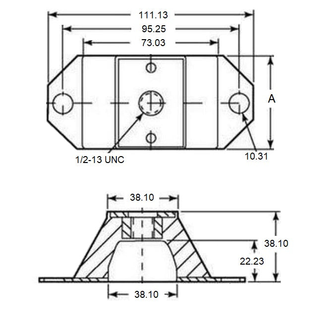 1190903 | MCOM-0118-102 --- Compression Mounts - 117.934 Kg - 101.6x111.125 mm - Neoprene Rubber Mount