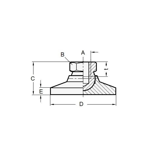 1072389 | MSF-064C-S3RP --- Levelling Socket Mounts - 1/4-20 UNC - 6.35mm - 25.4x17.8 mm Swivel - Stainless Steel 303/304 Similar to A2, 18-8 HRB80 Mount