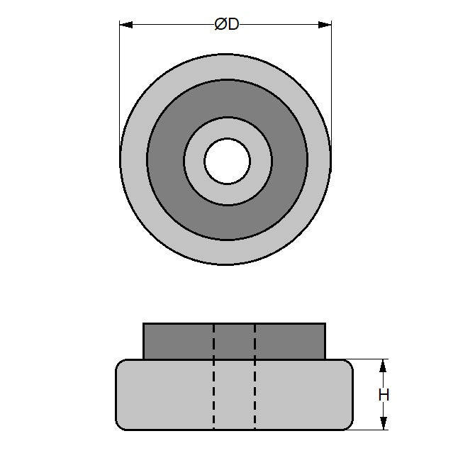 1142887 | MLP-0032-CR --- Levelling Cover Pads Mounts - 32 mm - 3.05 - - - Neoprene Rubber Mount