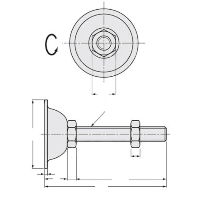 1092049 | MLM-100M-100-S4-ECO --- Levelling Studded Mounts - M10 - 10x1.5mm - 38x19.5 mm Economy - Stainless Steel 304 Similar to A2, 18-8 HRB80 Mount