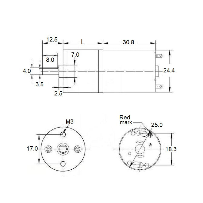 1219873 | GM-25A370-004 --- DC Gearmotors - 1280 RPM - 360 g.cm - 17 mm Size 25 Economy