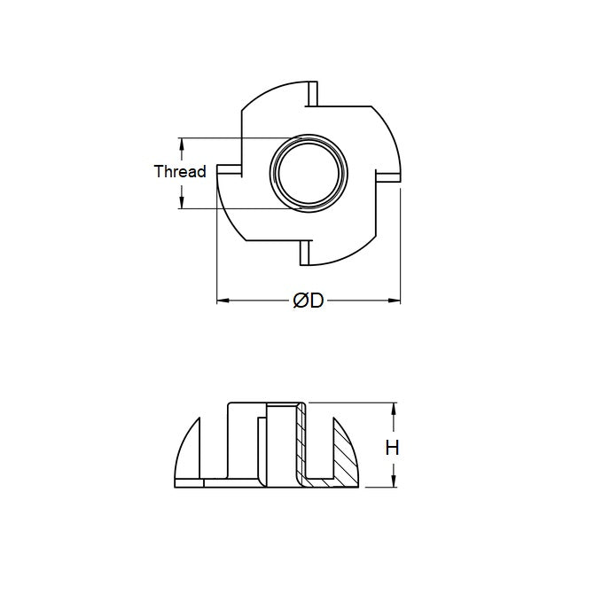 1086321 | NT095C-BL-CZ (50 Pcs) --- Blind Nuts - 3/8-16 UNC - 9.53mm - 25.4x11.1 mm Standard - Steel Zinc Plated Nut