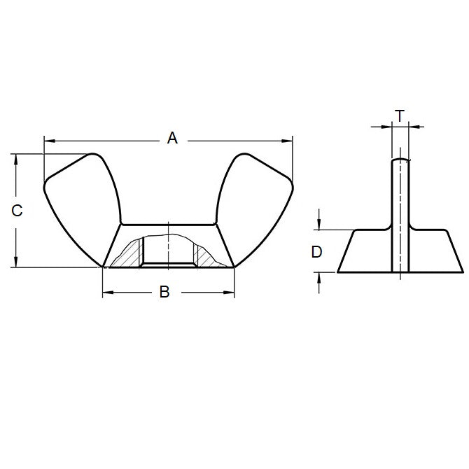 1050823 | NT039W-WG-BR (200 Pcs) --- Wing Nuts - 5/32-32 BSW - 3.969mm - - - - - Brass Nut