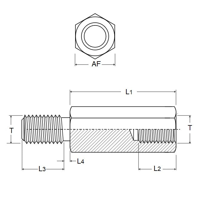 1061145 | SHX-TP-0500-08-080-MZ --- Threaded Pillars - M5 - 5x0.8mm - 10x70 mm - Steel - Mild S300 Pb Pillar