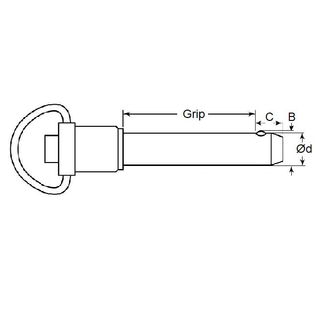 1088095 | BLP-095-0445-MHR-S4 (8 Pcs) --- Ball Lock Pins - 9.53x44.45 mm - 304 Stainless Steel Marine Style Pin