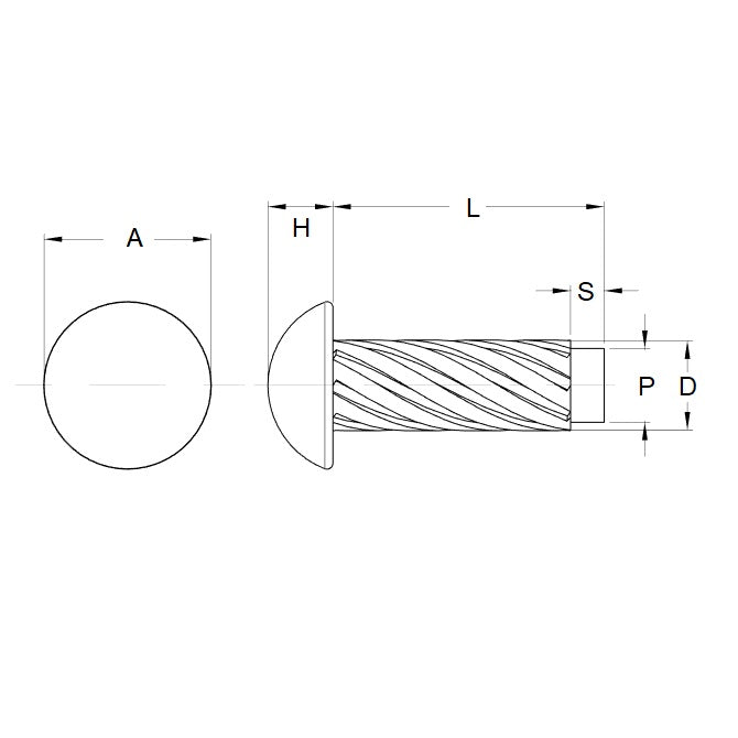 1040514 | HDP021-06R-S4 (5 Pcs) --- Hammer Drive Pins - 2.1x6.3x2.18 mm Round Head Stainless Steel - Stainless Steel Pin