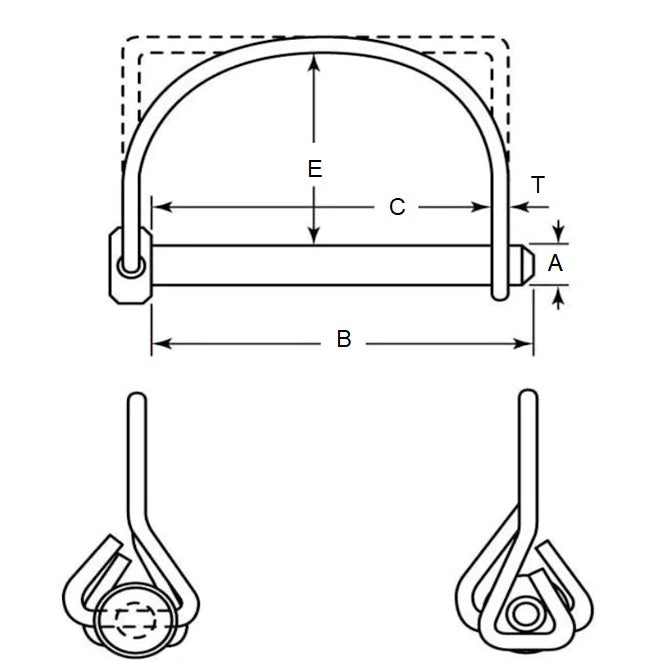 1073259 | LYP-Q1-064-064-CZ (4 Pcs) --- Wire Lock Lynch Pins - 6.35x63.5x3 mm Single Wire - Carbon Steel Spring Wire Zinc Plated Pin