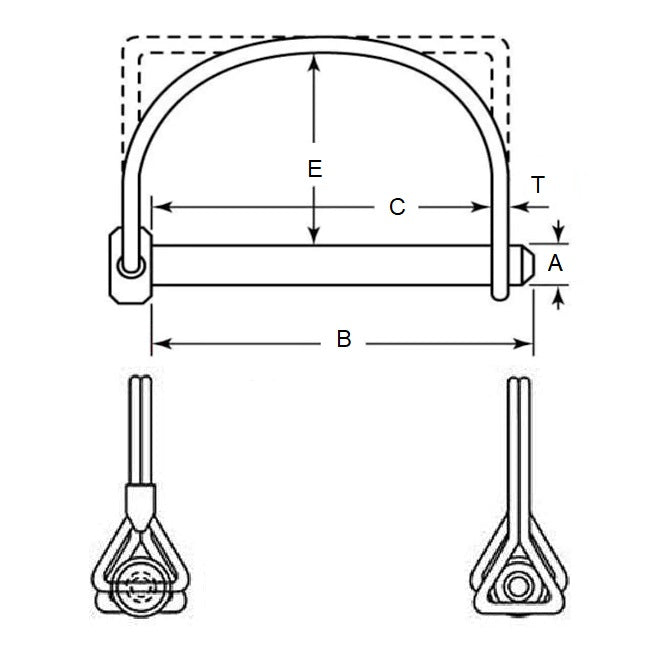 1073255 | LYP-Q2-064-064-S4 (2 Pcs) --- Wire Lock Lynch Pins - 6.35x63.5x2.3 mm Double Wire - Stainless Steel 304 Similar to A2, 18-8 HRB80 Pin