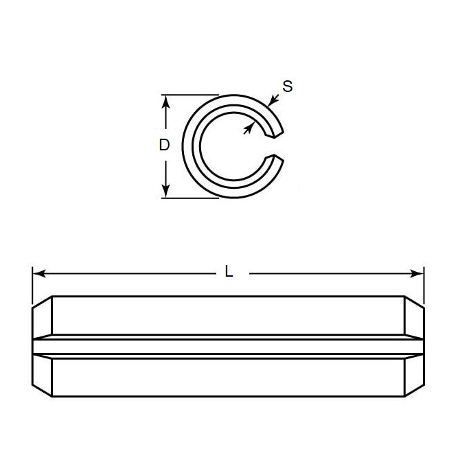 1081585 | RP080-0280-Z (125 Pcs) --- Roll Pins - 8x28x8.8 mm - Spring Steel Zinc Plated