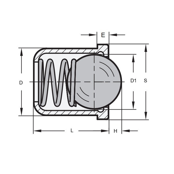 1060295 | PLBP-050-060-S3-007 --- Ball Push Fit Plungers - 5x6 mm - 4 N Stainless Body - Stainless Steel 400 Series Hardened Plunger