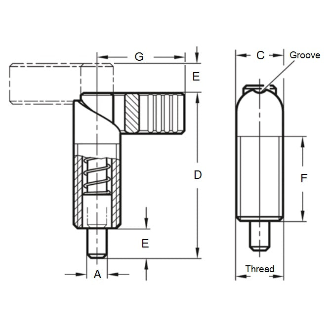 1225753 | PLIT-080-200-150-69-CA --- Indexing Cam Action Plungers - M20 Extra Fine - 20x1.5mm - 20.07x36.1 mm Without Hex Nut - Steel Plunger