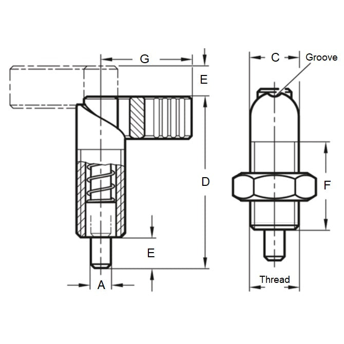 1225747 | PLIT-120-200-150-69-CA-N --- Indexing Cam Action Plungers - M20 Extra Fine - 20x1.5mm - 20.07x36.1 mm With Hex Nut - Steel Plunger