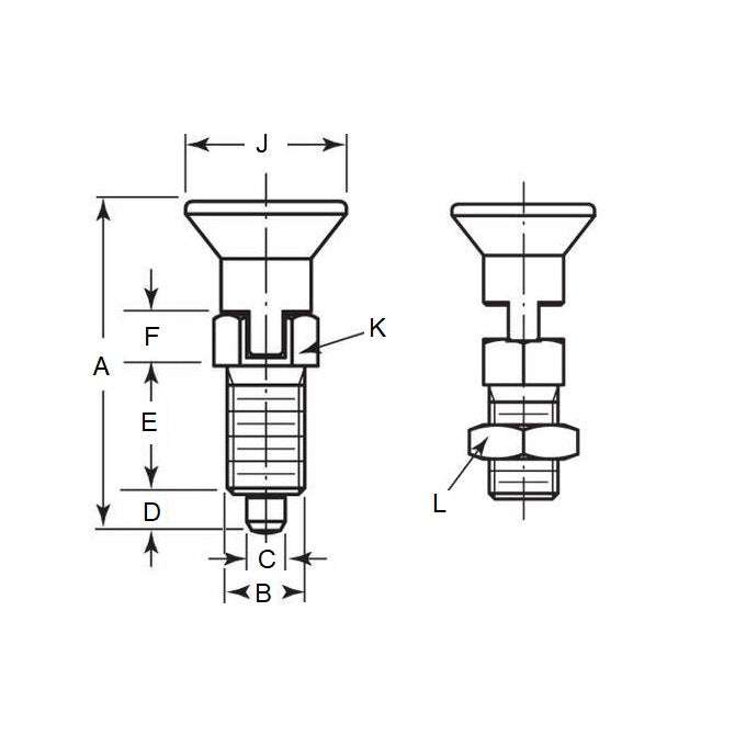1081824 | PLIT-040-080-100-39-LKPN-S3 --- Indexing Pull Knob Plungers - M8 Fine - 8x1mm - 38.5 mm - 0.6 N Stainless and Plastic - Stainless Steel 303 Similar to A2, 304, 18-8 Plunger
