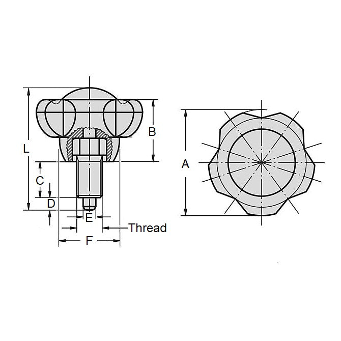 1085458 | PLIT-050-095F-50-LH --- Indexing Large Handle Plungers - 3/8-24 UNF - 9.53mm - 13x50 mm - Steel Plunger