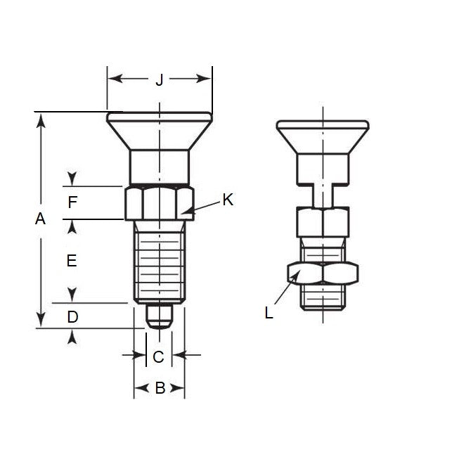 1081826 | PLIT-040-080-100-39-KPN-S3 --- Indexing Pull Knob Plungers - M8 Fine - 8x1mm - 38.5 mm - 2.7 N Stainless and Plastic - Stainless Steel 303 Similar to A2, 304, 18-8 Plunger