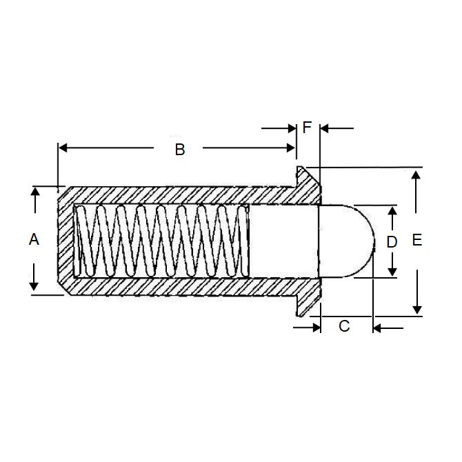1087903 | PLSP-095-200-S3-031 --- Spring Push Fit Plungers - 9.53x20 mm - 11.1 N - Stainless Steel Plunger