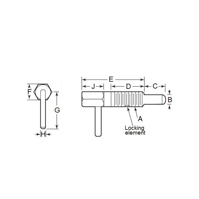 1071092 | PLST-064C-111-HLASL-002 (250 Pcs) --- Spring Plungers - 1/4-20 UNC - 6.35mm - 11.1 mm - 0.6 N L Handle - Stainless Steel Body with Acetal Plunger