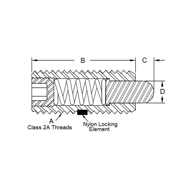 1049976 | PLST-035C-135-S3-007 --- Spring Plungers - 6-32 UNC - 3.5mm - 13.5 mm - 2.2 N No Handle - Stainless Steel Plunger