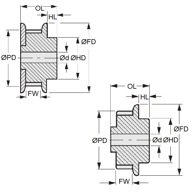 1106777 | P-40D-015-060SF-PA-N-040 --- Inch Timing Pulleys - 15 tooth - 6.4x4 mm 2.073mm Pitch 40DP - Acetal Pulley