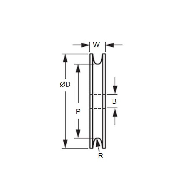 1059577 | PUI048-0400-066-A --- U Groove Idler Pulleys - 4.78x40x6.553 mm Single Row - Acetal - Black Pulley