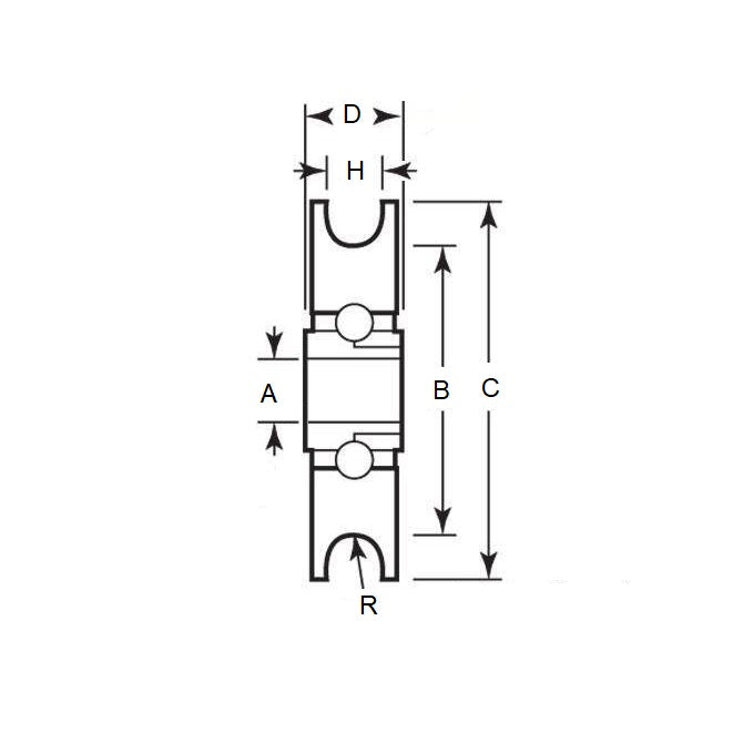 1036714 | PUI012-0127-032-ZB (25 Pcs) --- U Groove Idler Pulleys - 1.19x12.7x3.175 mm Single Row - Steel Pulley
