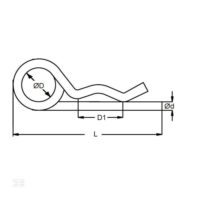 1068709 | RCL-060-141-ZD --- Double Coil R Clips - 6x141 mm - Zinc Plated Clip
