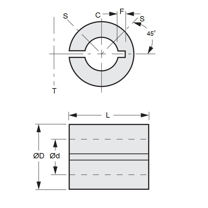 1069869 | RB-064-032-095-A --- Bore Reducers - 6.35x3.18x9.5 mm - Aluminium Alloy Reducer