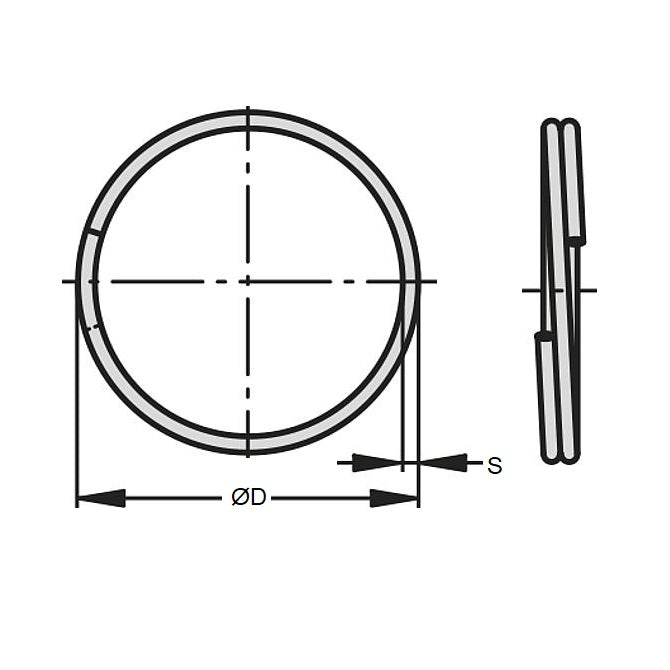 1042755 | RS27-35-ZP --- Split Rings - 2.7x35.4x40.8 mm Zinc Plated Steel - Carbon Spring Steel Zinc Plated