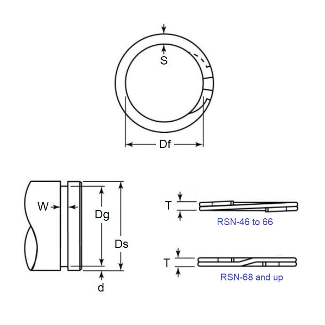 1099962 | RSN-050-S02 --- External Retaining Rings - 12.7x0.89x11.89 mm Spiral Rings - Stainless Steel 302/304 Similar to A2, 18-8 Spiral Ring