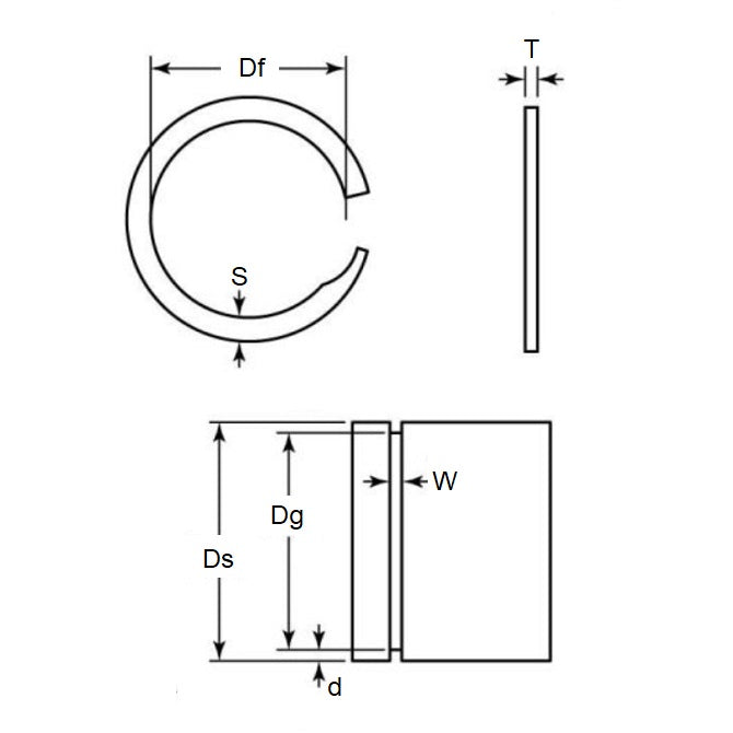 1099942 | US-050-S02 (1356 Pcs) --- External Retaining Rings - 12.7x0.46x11.99 mm Spiral Rings - Stainless Steel 302/304 Similar to A2, 18-8 Spiral Ring