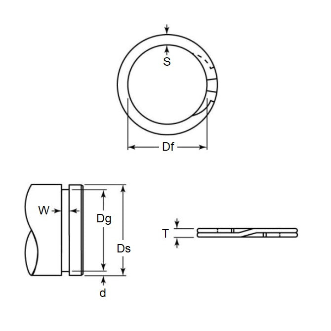 1168804 | RST-250 --- External Retaining Rings - 63.5x1.99x60.58 mm Spiral Rings - Carbon Spring Steel Spiral Ring