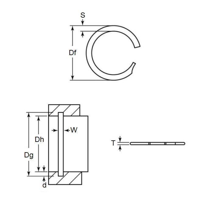 1111148 | UR-062 (13 Pcs) --- Internal Retaining Rings - 15.88x0.46x16.59 mm Spiral Rings - Carbon Spring Steel Spiral Ring