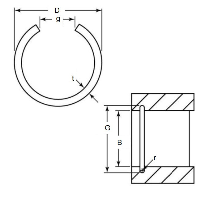 1088772 | WRI-0100-RD (12500 Pcs) --- Internal Retaining Rings - 10x0.8x10.8 mm Round Wire - Carbon Spring Steel Wire Clip