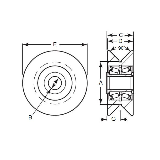 1190060 | CCF960RS --- V-Groove Rollers - 114.3x40.95x25.4 mm - Steel Roller