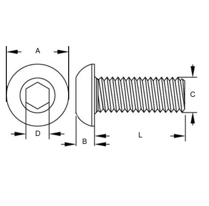 1044908 | SC030M-008-B-SK-S4 (100 Pcs) --- Button Screws - M3 - 3x0.5mm - 8 mm - 304 Stainless Socket Screw