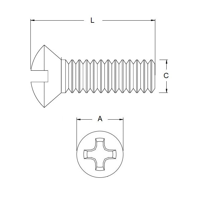 1044907 | SK030M-008-O-PH-S4 (20 Pcs) --- Countersunk Screws - M3 - 3x0.5mm - 8 mm - 304 Stainless Oval Top Screw