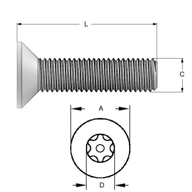 1044556 | SKS0300-006-TX-S4 (50 Pcs) --- Security Screws - M3 - 3x0.5mm - 6 mm - 304 Stainless Socket Screw