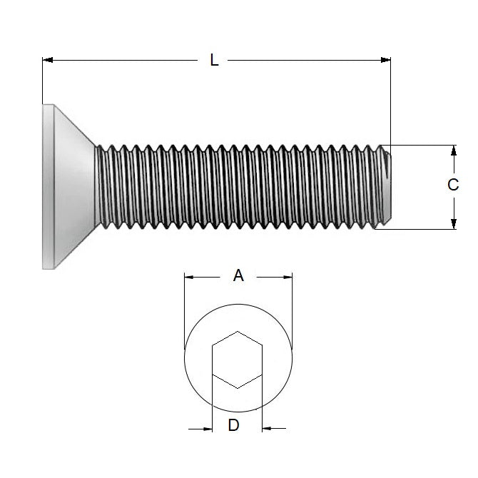 1045354 | SK030M-012-SK-S4 (100 Pcs) --- Countersunk Screws - M3 - 3x0.5mm - 12 mm - 304 Stainless Socket Screw